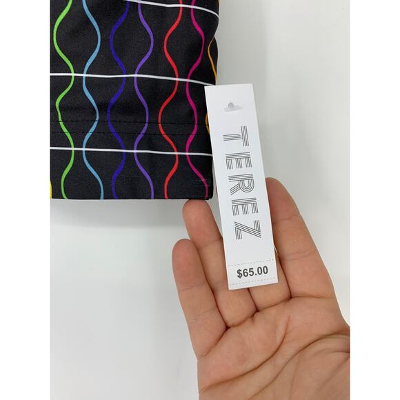 TEREZ Bra Women's Size Large Hi-Shine Sports Rainbow Multicolor NWT - Picture 2 of 4